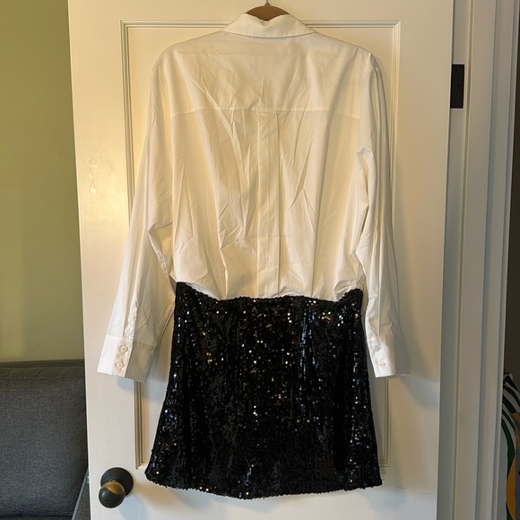 Anthropologie Mare Mare Buttondown Sequined Twofor Mini Dress L - Picture 5 of 5